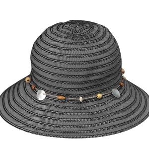 Wallaroo Coastal Ellie Black Bucket Hat Packable Sun Hat Travel Outdoor O S